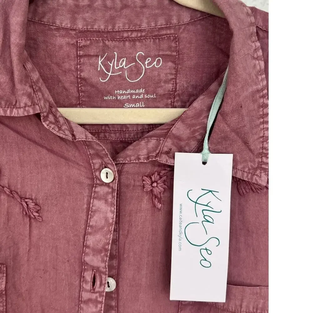 NWT Anthropology by Kyla Seo Jo Buttons Up Cotton Embroidered Shirt Size Small - Picture 5 of 12